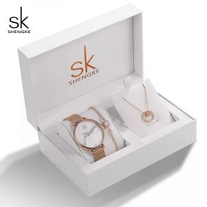 Classic Ladies Watch Necklace Bracelet Gift Set