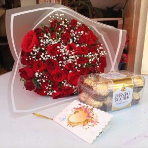 Handheld bouquet and Ferrero 16 pcs