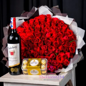 100 stems, Drink and Ferrero 16pcs